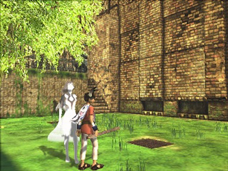 Ico (PlayStation 2) screenshot: One of several outdoor courtyards.
