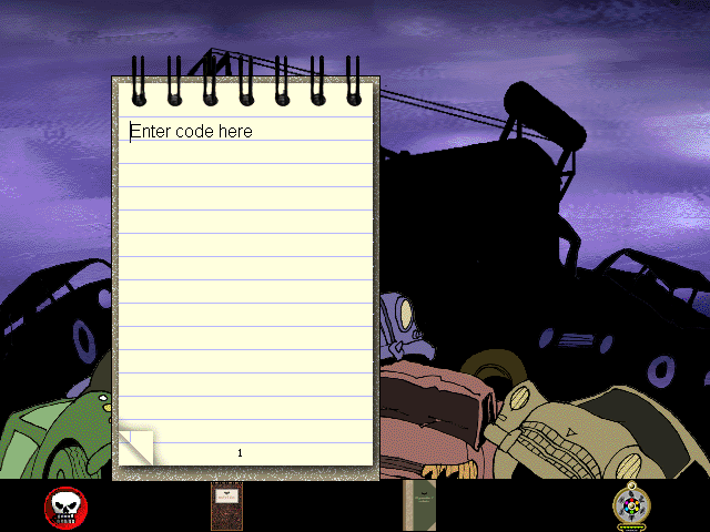 De griezelbus 2 (Windows) screenshot: A notebook where you can type clues.