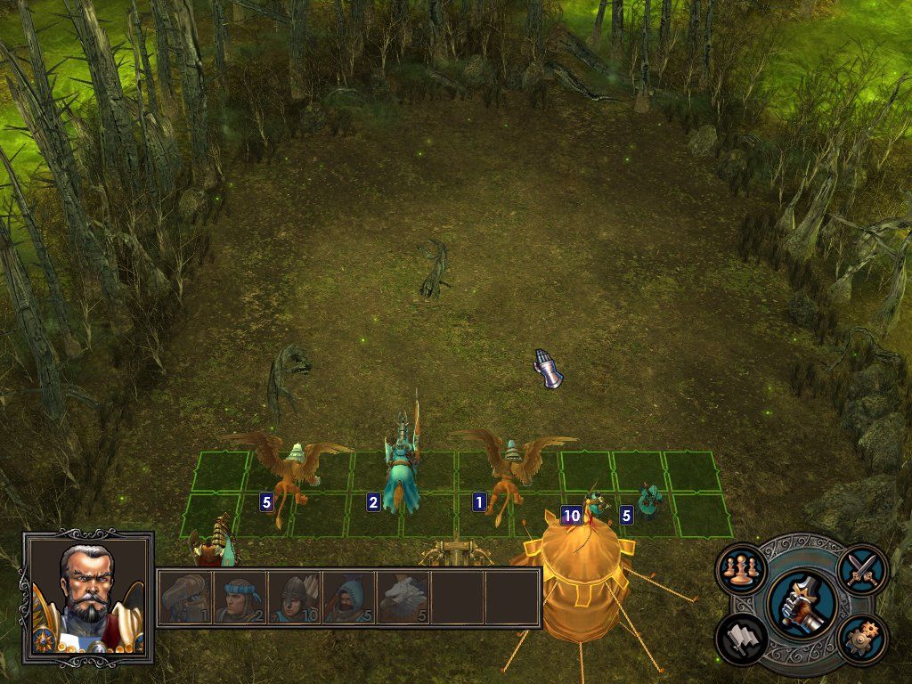 Heroes of Might and Magic V (Windows) screenshot: Placing your units and getting ready for battle.