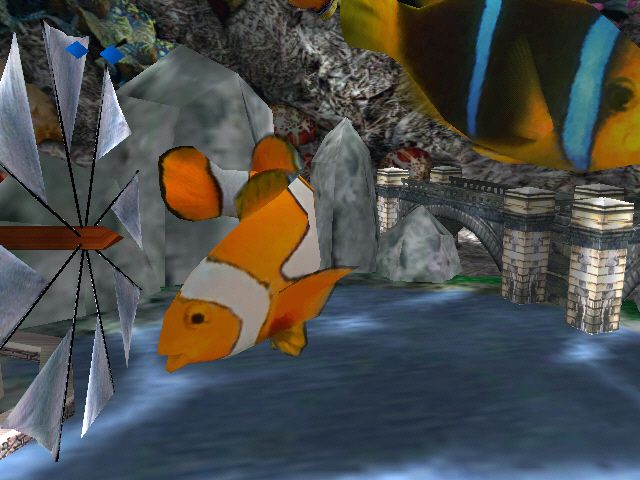 My Sim Aquarium (Windows) screenshot: Following one of my clownfish around.