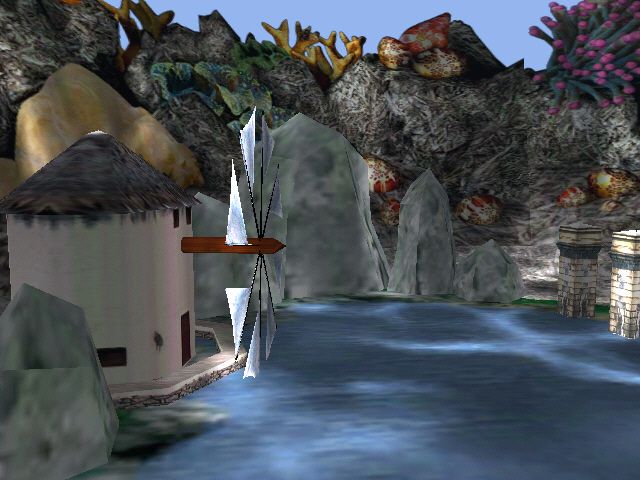 My Sim Aquarium (Windows) screenshot: Close-up of the windmill.