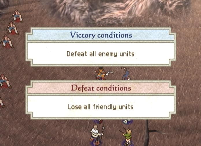 Suikoden Tactics (PlayStation 2) screenshot: Battle conditions