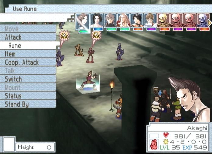 Suikoden Tactics (PlayStation 2) screenshot: Battle actions menu