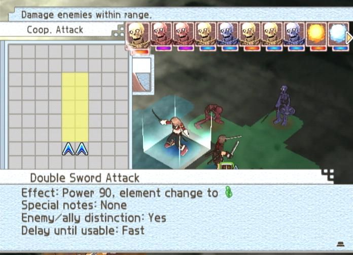 Suikoden Tactics (PlayStation 2) screenshot: Description of a cooperative attack