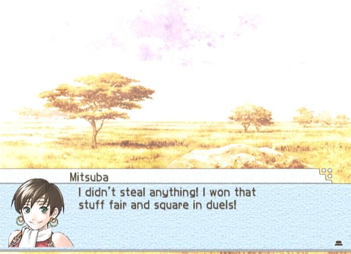 Suikoden Tactics (PlayStation 2) screenshot: Once again Mitsuba does what she does best