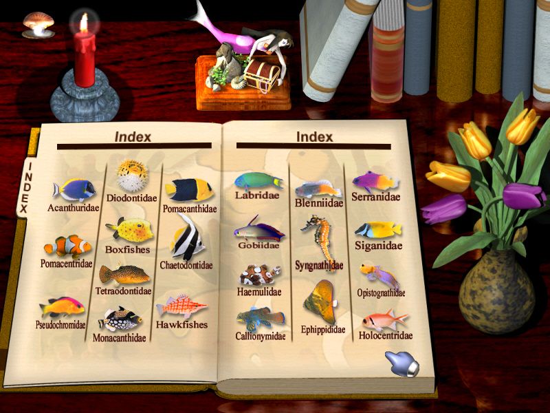 My Sim Aquarium (Windows) screenshot: The Encyclopedia's index