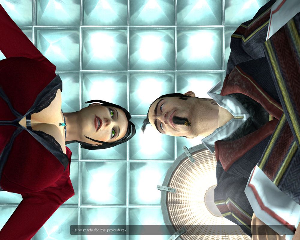 SiN Episodes: Emergence (Windows) screenshot: Elexis Sinclaire and Viktor Radek - a local crime lord.