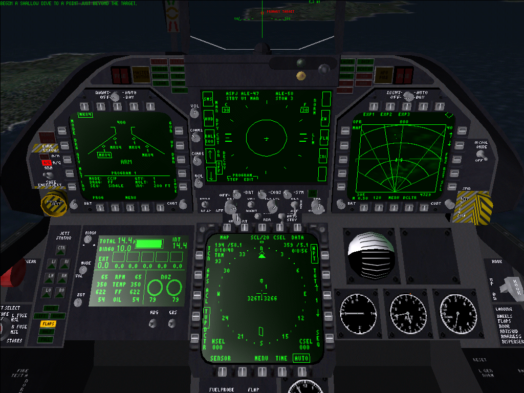 Jane's Combat Simulations: F/A-18 Simulator (Windows) screenshot: Cockpit overview