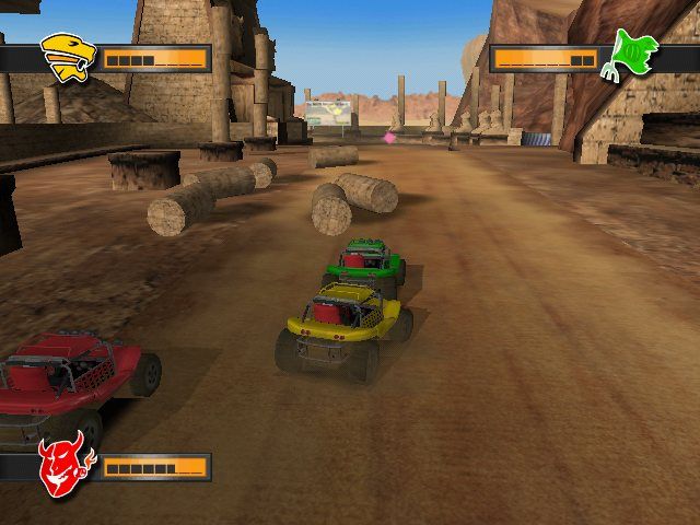 Mashed: Drive to Survive (Windows) screenshot: Be aware of the rolling stones!