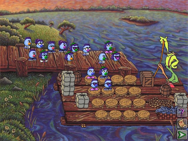 Logical Journey of the Zoombinis (Windows 3.x) screenshot: Captain Cajun's Ferryboat in a higher level