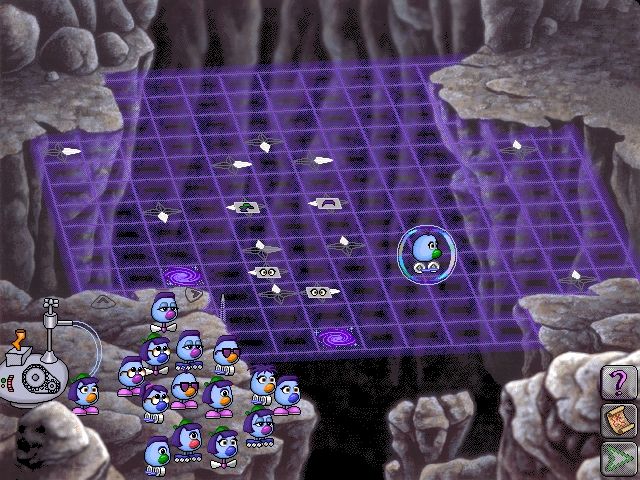 Logical Journey of the Zoombinis (Windows 3.x) screenshot: Bubblewonder Abyss; you have to lead the Zoombinis through the maze