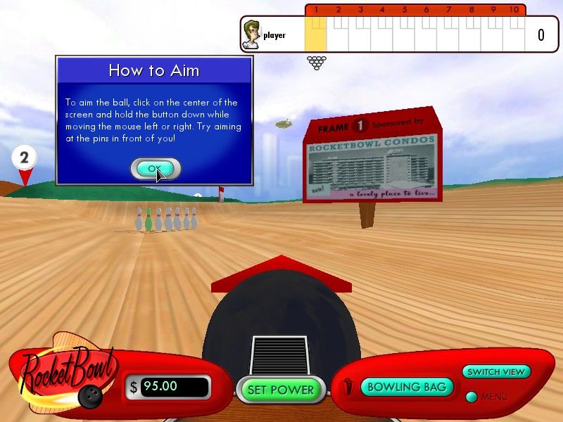 RocketBowl (Windows) screenshot: You are introduced with tips when playing for the first time