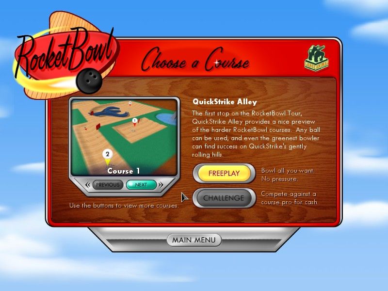 RocketBowl (Windows) screenshot: Choosing a course