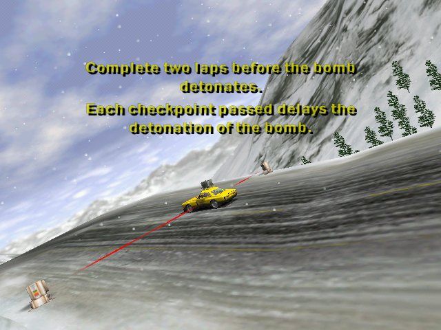 Mashed: Drive to Survive (Windows) screenshot: Have you seen anybody racing with a bomb on the roof in real life?