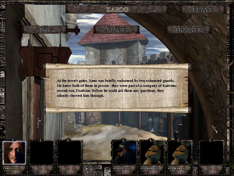 Empire of Magic (Windows) screenshot: In town, the story unfolds.