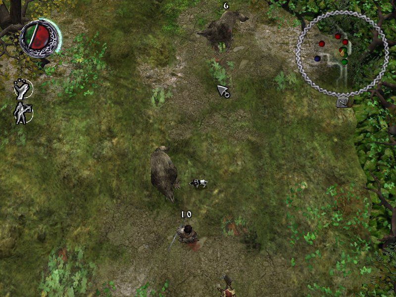 The Bard's Tale (Windows) screenshot: Attacking some wolves