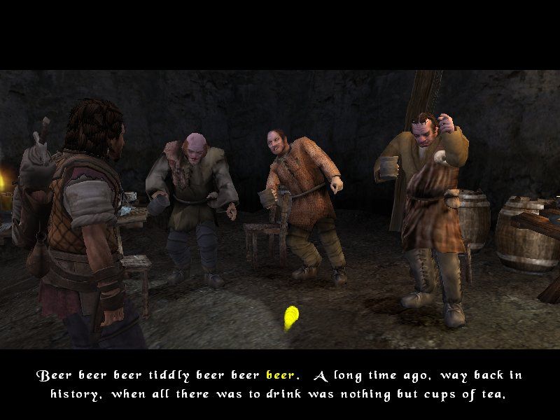 The Bard's Tale (Windows) screenshot: The Bard's Tale features several songs. This one is about beer.