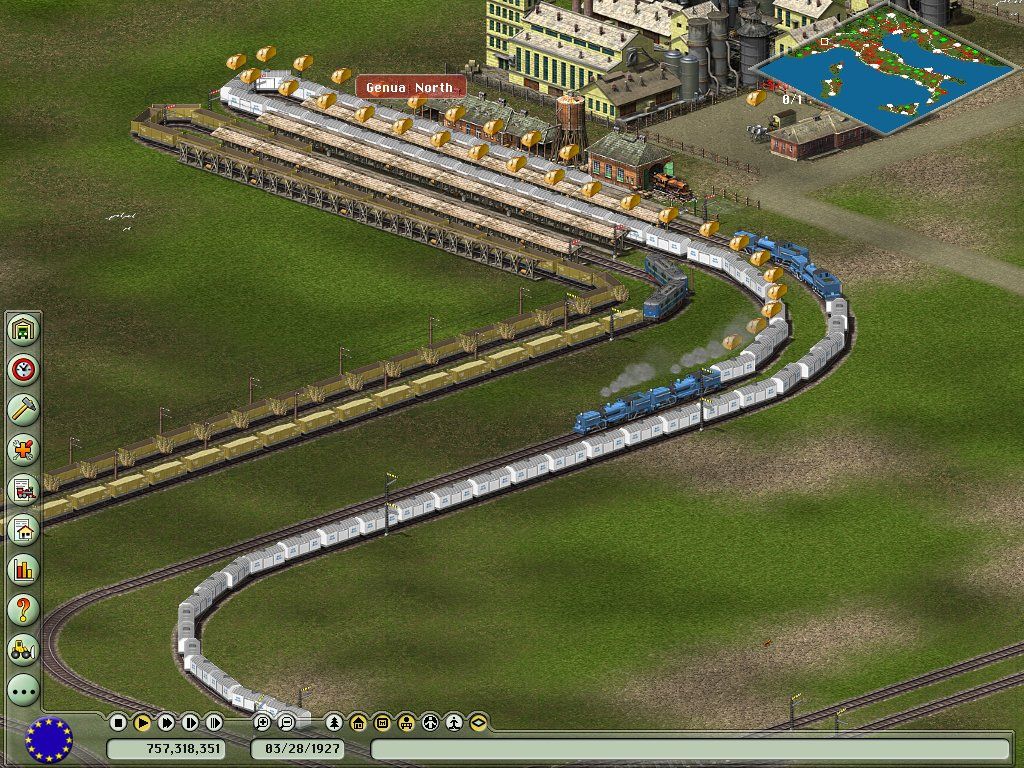 Transport Giant (Windows) screenshot: A food factory - and one of the busiest train stations..