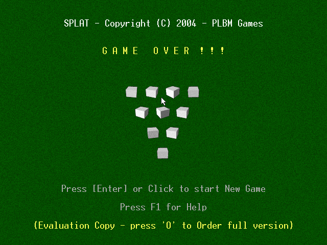 Splat! (DOS) screenshot: Main menu