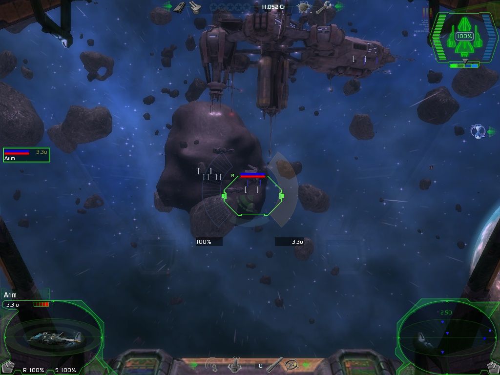Darkstar One (Windows) screenshot: Approaching an asteroid.