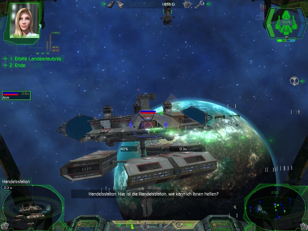 Darkstar One (Windows) screenshot: Docking with a trading station.
