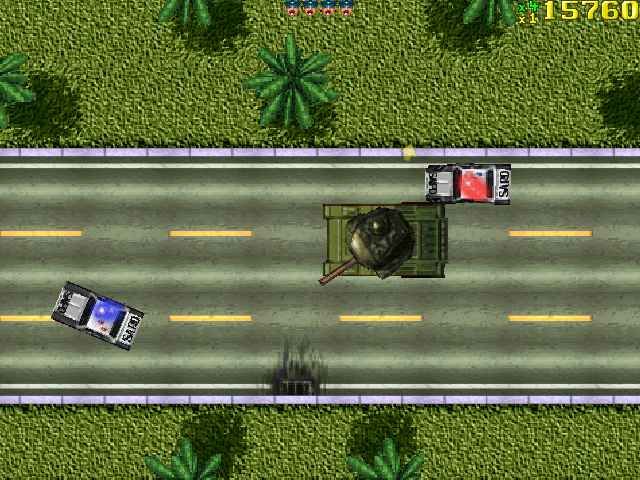 Grand Theft Auto (DOS) screenshot: .... get a tank.