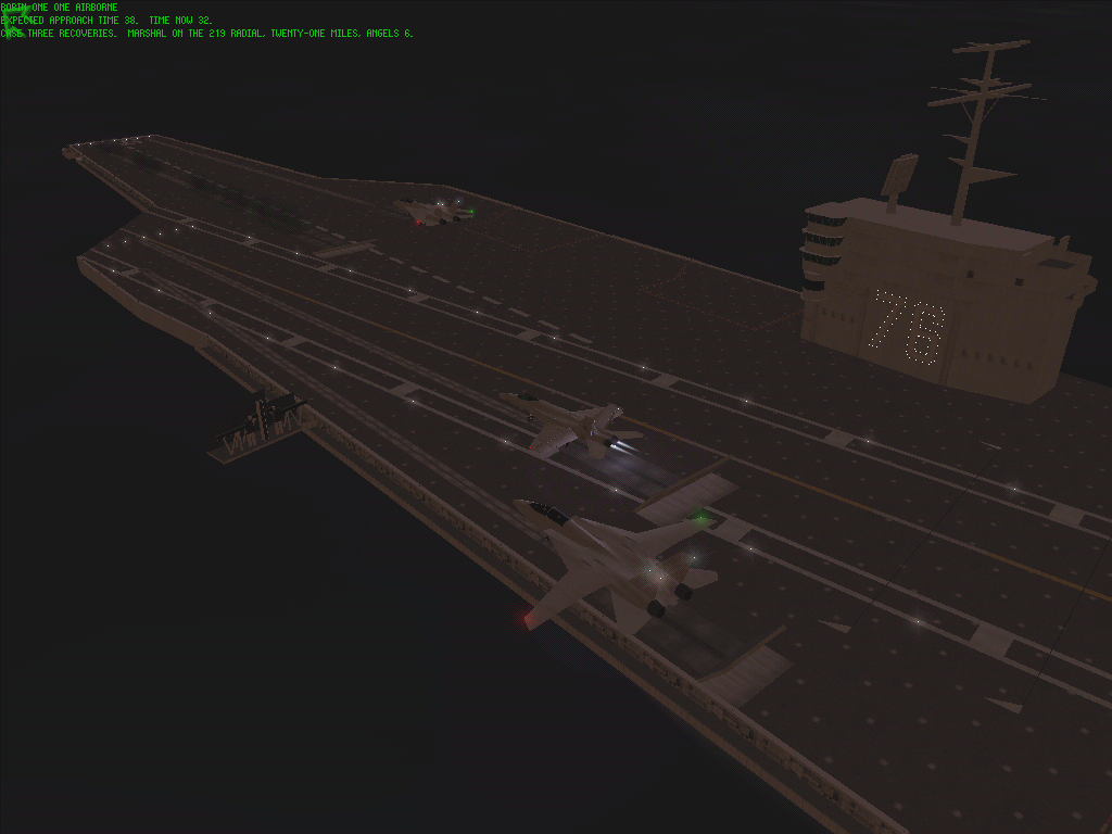 Jane's Combat Simulations: F/A-18 Simulator (Windows) screenshot: Carrier takeoff at night