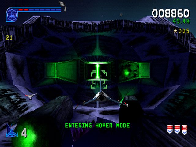 Galaga: Destination Earth (PlayStation) screenshot: Shipwreck level 3D - About to enter the bowls of the shipwreck.