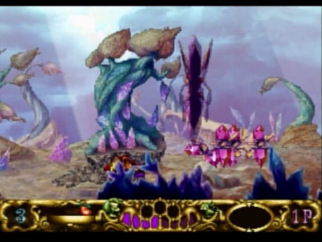 Astal (SEGA Saturn) screenshot: Astal uses a tree in the offensive