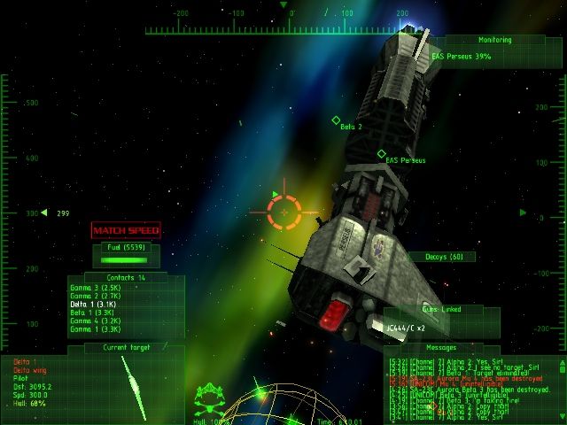 Babylon 5: I've Found Her - Danger and Opportunity (Windows) screenshot: Those giant destroyers you've seen in the series are here too, here is the EAS Perseus.