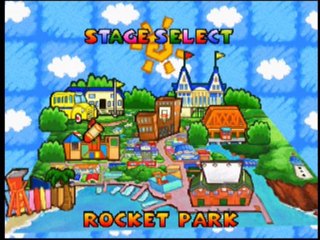 Rakugakids (Nintendo 64) screenshot: The world map, showing the many different areas of Twinkle Town