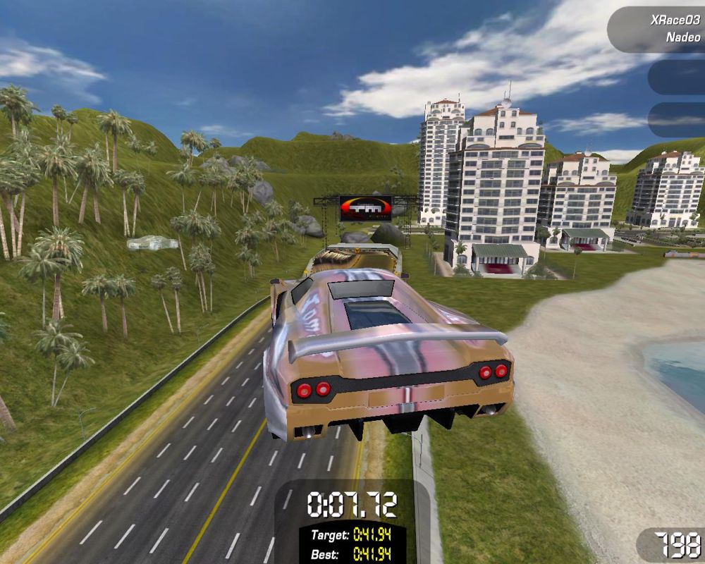 TrackMania Sunrise eXtreme (Windows) screenshot: Jump with ghost