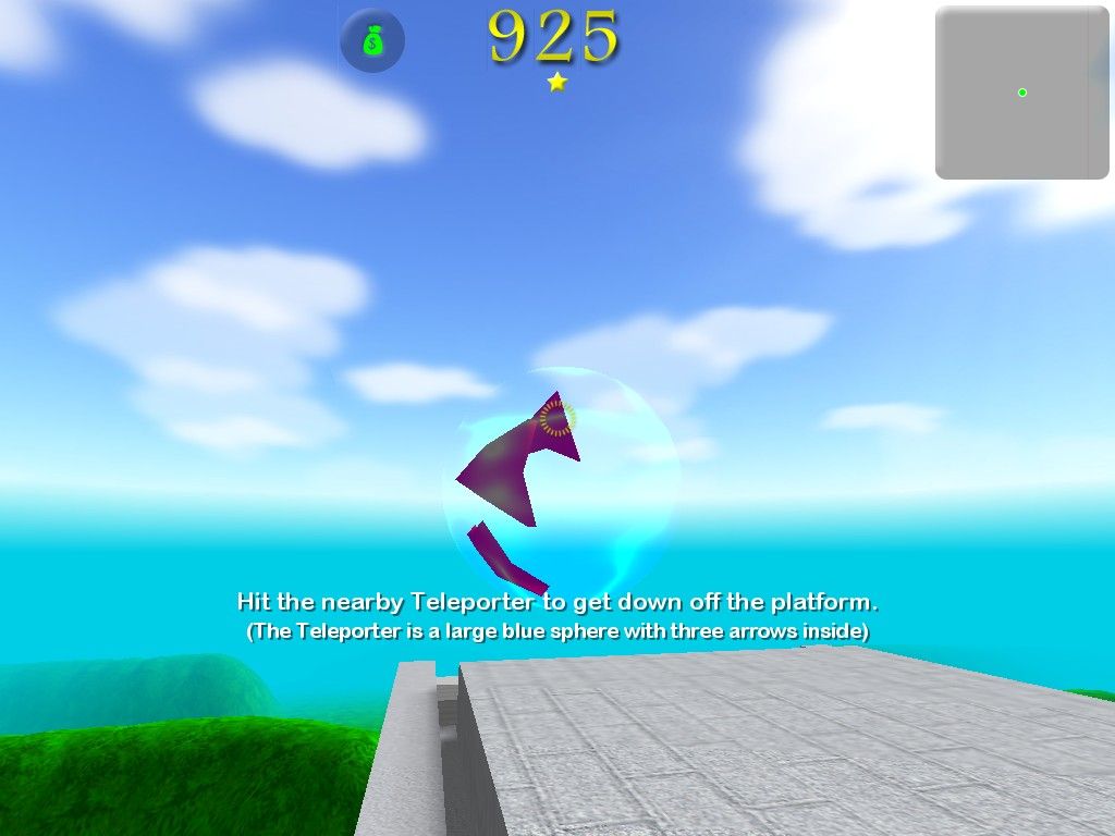 Orbz (Windows) screenshot: Teleporters are used to get down the platform.