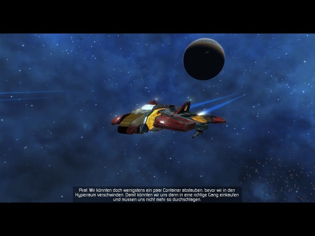 Darkstar One (Windows) screenshot: A pirate in one of the many small cutscenes.