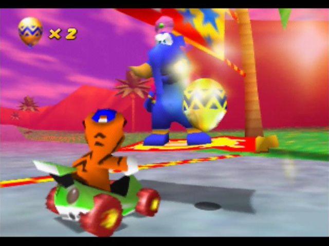 Diddy Kong Racing (Nintendo 64) screenshot: Completing a race in first place earns you a Gold Balloon