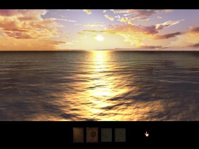 Myst III: Exile (Windows) screenshot: A sunset over water (too bad the sun doesn't move though)
