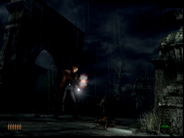 Alone in the Dark: The New Nightmare (Dreamcast) screenshot: No! Bad dog! Carnby gets to use his double-barreled gun