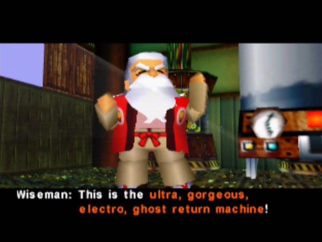 Goemon's Great Adventure (Nintendo 64) screenshot: In other words, this machine can bring the dead back to life.