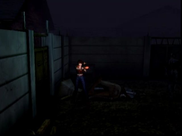 Resident Evil: Code: Veronica (Dreamcast) screenshot: Claire takes on trademark Resident Evil zombies