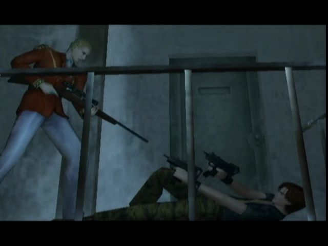 Resident Evil: Code: Veronica (Dreamcast) screenshot: A characteristically over-the-top cut scene
