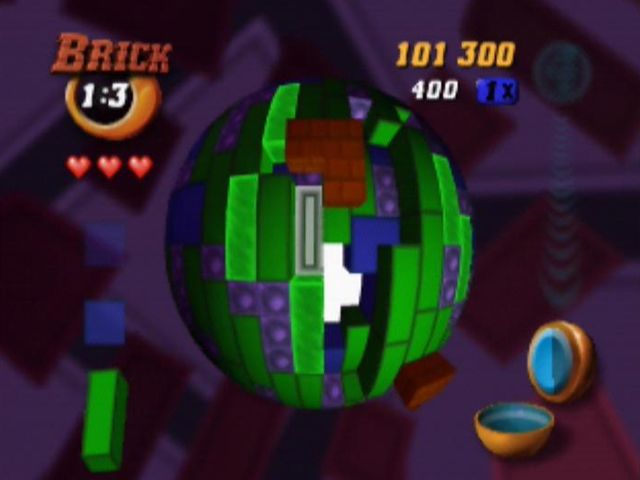 Tetrisphere (Nintendo 64) screenshot: This mode requires you to drop one of the bricks to the core