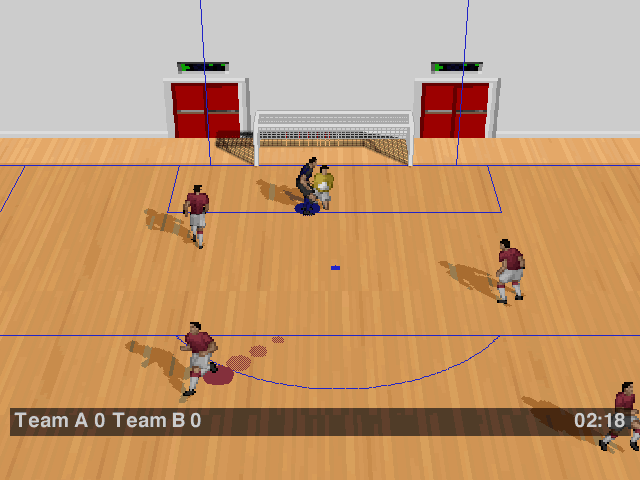 Onside Complete Soccer (DOS) screenshot: Smaller goals make scoring harder.