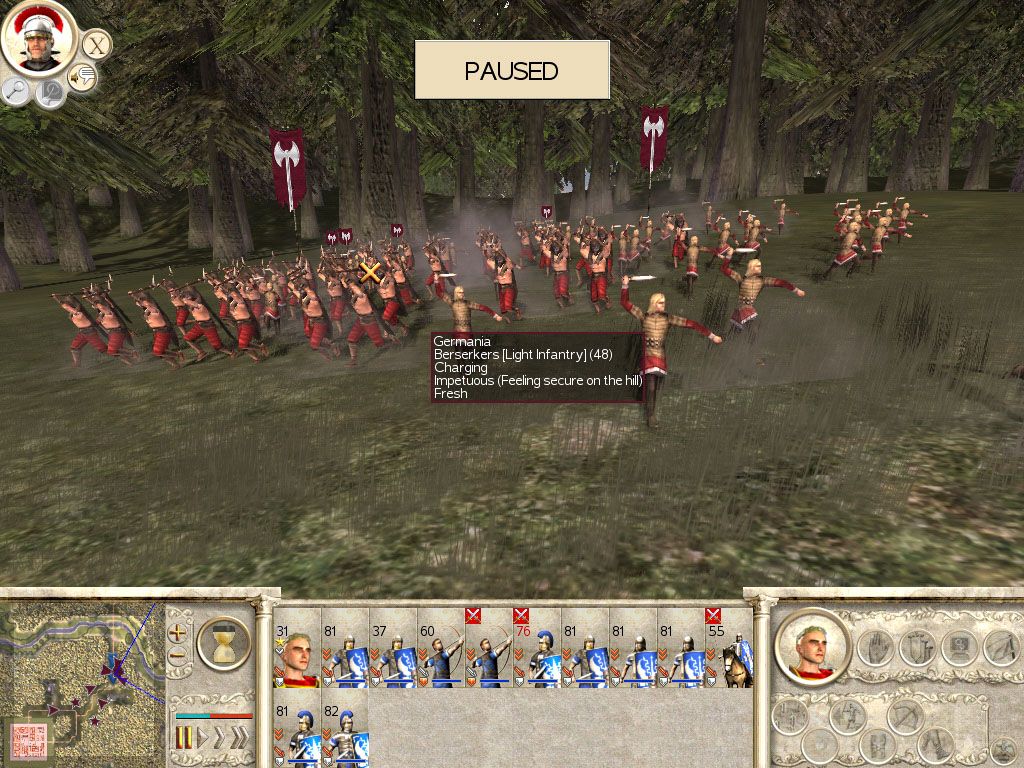 Rome: Total War (Windows) screenshot: These Germans look angry. Did they lose a football match or something?