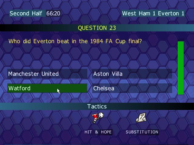 Championship Manager Quiz (Windows) screenshot: Goal! (would you believe?)