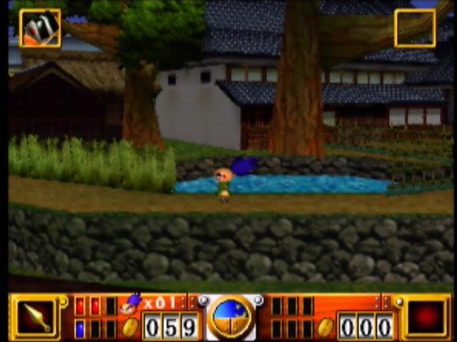 Goemon's Great Adventure (Nintendo 64) screenshot: Sasuke explores the town