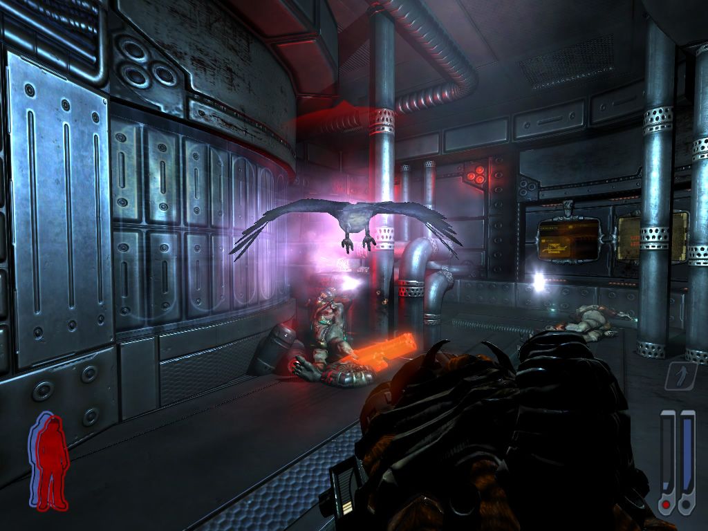Prey (Windows) screenshot: Your hawk Talon attacks enemies independently and cannot be killed.