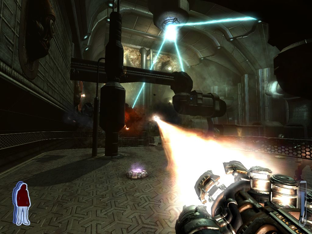 Prey (Windows) screenshot: Fire is the most powerful use of the leech gun.