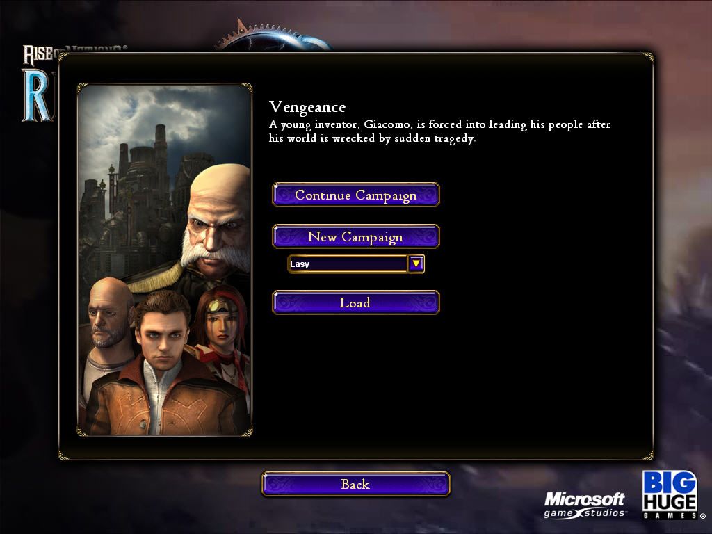 Rise of Nations: Rise of Legends (Windows) screenshot: Beginning the Vinci campaign with Giacomo