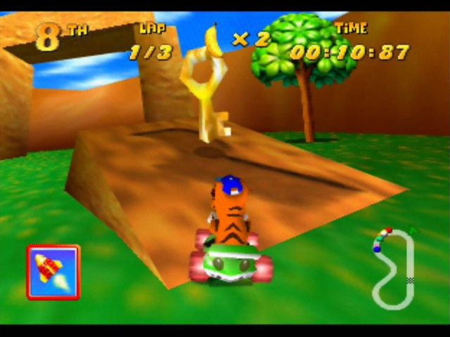Diddy Kong Racing (Nintendo 64) screenshot: Keys like these, when collected, unlock special T.T. Challenges