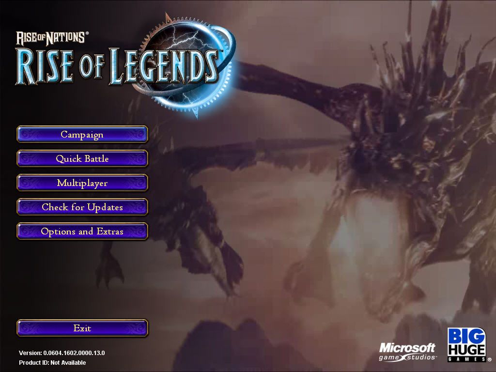 Rise of Nations: Rise of Legends (Windows) screenshot: The Main Menu